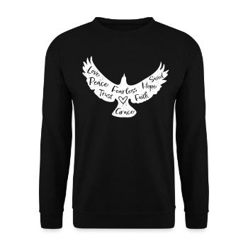 Jésus Bible Cœur de colombe blanche Dicton chrétien - Sweat-shirt Unisexe - noir - Devant - Alina (178cm) & Michal (187cm)