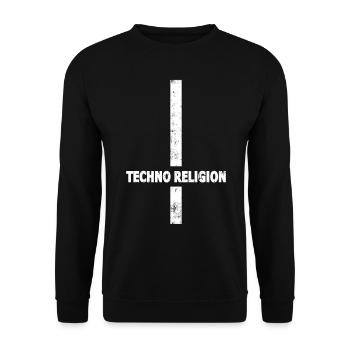 Techno - Rave - Cadeau - Techno merch - Cross - Sweat-shirt Unisexe - noir - Devant - Alina (178cm) & Michal (187cm)