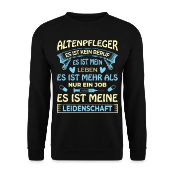 Altenpfleger Pflegedienst Pflegehelfer - Unisex Pullover - Schwarz - Vorne - Alina (178cm) & Michal (187cm)