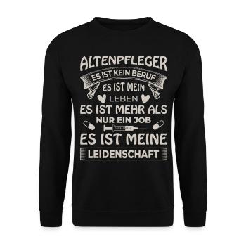 Altenpfleger Pflegedienst Pflegehelfer - Unisex Pullover - Schwarz - Vorne - Alina (178cm) & Michal (187cm)