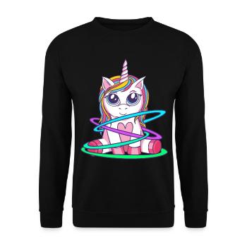Rainbow Hulacorn Unicorn Rhythmic Gymnastics - Unisex Sweatshirt - black - Front - Alina (178cm) & Michal (187cm)