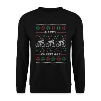 Fahrrad Ugly Sweater Weihnachten - Unisex Pullover - Schwarz - Vorne - Alina (178cm) & Michal (187cm)