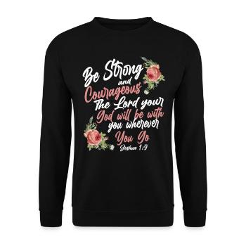 Christian Bible Verse Quote Rose - Unisex Pullover - Schwarz - Vorne - Alina (178cm) & Michal (187cm)