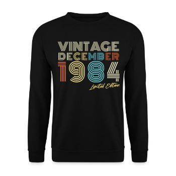 Born December 1984 Vintage - Unisex Sweatshirt - black - Front - Alina (178cm) & Michal (187cm)