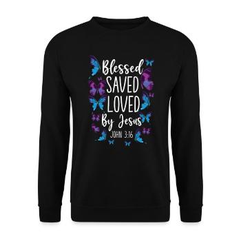 Christian Bible Verse Quote - Unisex Pullover - Schwarz - Vorne - Alina (178cm) & Michal (187cm)