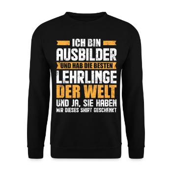 Ausbilder Jubiläum Geschenk - Unisex Pullover - Schwarz - Vorne - Alina (178cm) & Michal (187cm)
