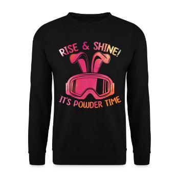 Skieurs SkiIng Rise & Shine C’est l’heure de la poudreuse - Sweat-shirt Unisexe - noir - Devant - Alina (178cm) & Michal (187cm)