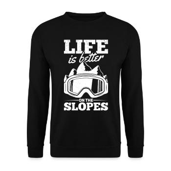 Skifahrer Ski Fahren Life Is Better On The Slopes - Unisex Pullover - Schwarz - Vorne - Alina (178cm) & Michal (187cm)