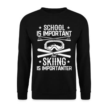 Skiers Schoolchildren Skiing Skiing Boys - Unisex Sweatshirt - black - Front - Alina (178cm) & Michal (187cm)