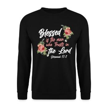 Christian Bible Verse Quote Rose - Unisex Pullover - Schwarz - Vorne - Alina (178cm) & Michal (187cm)
