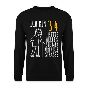 34 Geburtstag 34er 34ter Ich bin 34 Jahre alt Mann - Unisex Pullover - Schwarz - Vorne - Alina (178cm) & Michal (187cm)