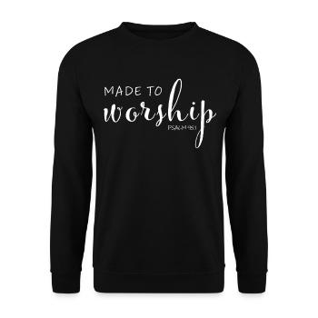 Worship Jesus Gott Lobpreis Bibelvers - Unisex Pullover - Schwarz - Vorne - Alina (178cm) & Michal (187cm)