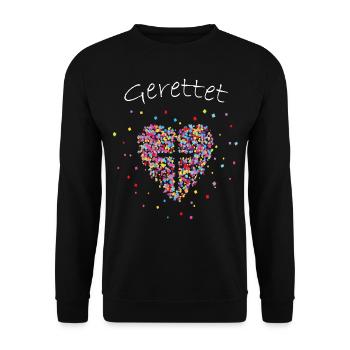 Gerettet Jesus Gott Glaube Kreuz Herz Bibel - Unisex Pullover - Schwarz - Vorne - Alina (178cm) & Michal (187cm)