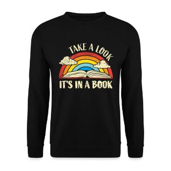 Take A Look Its In A Book Lover Bookworm Reading - Unisex Sweatshirt - black - Front - Alina (178cm) & Michal (187cm)
