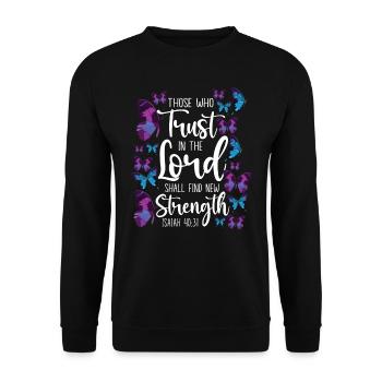 Christian Bible Verse Quote - Unisex Pullover - Schwarz - Vorne - Alina (178cm) & Michal (187cm)