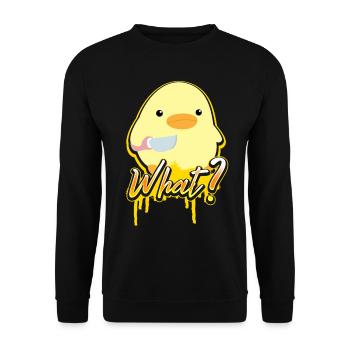 Ce que Ente Mit Messer Duck avec Knife Meme Graffiti - Sweat-shirt Unisexe - noir - Devant - Alina (178cm) & Michal (187cm)