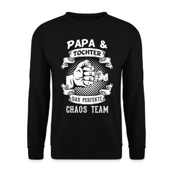 Papa & Tochter - Unisex Pullover - Schwarz - Vorne - Alina (178cm) & Michal (187cm)