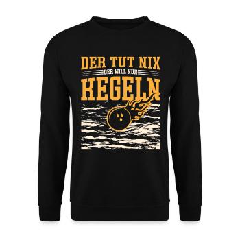 Kegler Der tut nix der will nur Kegeln - Unisex Pullover - Schwarz - Vorne - Alina (178cm) & Michal (187cm)