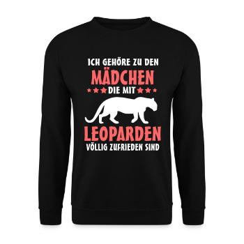 Leopard Mädchen Leoparden - Unisex Pullover - Schwarz - Vorne - Alina (178cm) & Michal (187cm)