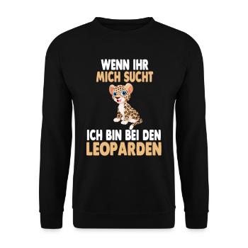 Ich bin bei den Leoparden - Unisex Pullover - Schwarz - Vorne - Alina (178cm) & Michal (187cm)