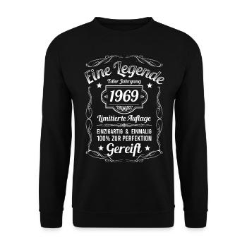 Geburtsjahr 1969 Vintage Geburtstag Legende 1969 - Unisex Pullover - Schwarz - Vorne - Alina (178cm) & Michal (187cm)