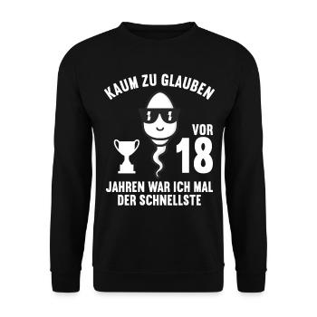 18 Jahre vor 18 Jahren schnellste 18. Geburtstag - Unisex Pullover - Schwarz - Vorne - Alina (178cm) & Michal (187cm)