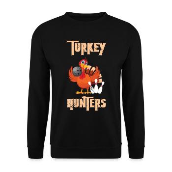 Turkey Hunters Bowler Bowling Thanksgiving - Unisex Pullover - Schwarz - Vorne - Alina (178cm) & Michal (187cm)