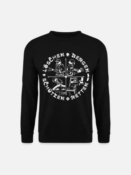 Feuerwehr 112 Feuerwehrmann Löschen Retten Spruch - Unisex Pullover - Schwarz