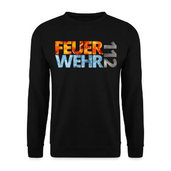Feuerwehr 112 Feuerwehrmann Feuerwehrfrau - Unisex Pullover - Schwarz - Vorne - Alina (178cm) & Michal (187cm)