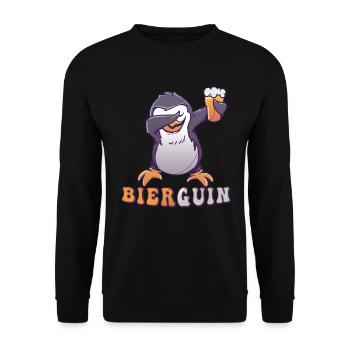 Bierguin Bier Pinguin Saufen Party Biertrinker - Unisex Pullover - Schwarz - Vorne - Alina (178cm) & Michal (187cm)
