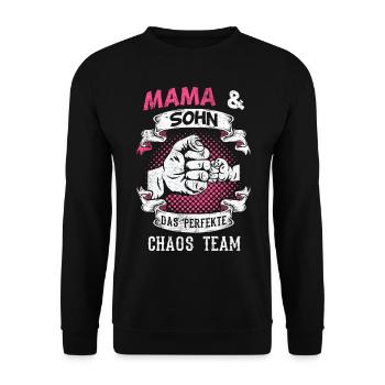 Mama Sohn Familie Geschenk - Unisex Pullover - Schwarz - Vorne - Alina (178cm) & Michal (187cm)