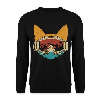 Skifahrer Skifahren Skier Skiing Ski Fahren Katze - Unisex Pullover - Schwarz - Vorne - Alina (178cm) & Michal (187cm)