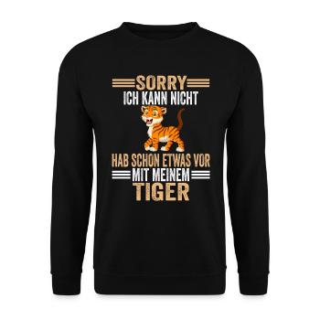 Zootier Dschungel Tiger - Unisex Pullover - Schwarz - Vorne - Alina (178cm) & Michal (187cm)