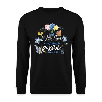 Christian Bible Verse Butterfly - Unisex Pullover - Schwarz - Vorne - Alina (178cm) & Michal (187cm)