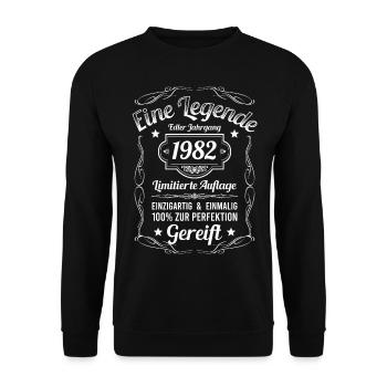 Geburtsjahr 1982 Vintage Geburtstag Legende 1982 - Unisex Pullover - Schwarz - Vorne - Alina (178cm) & Michal (187cm)