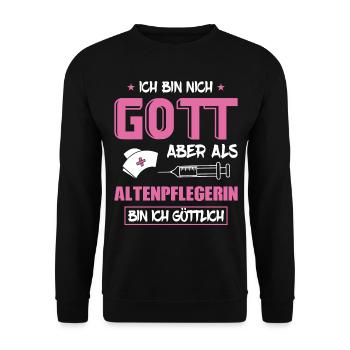 Altenpfleger Pflegedienst Pflegehelfer - Unisex Pullover - Schwarz - Vorne - Alina (178cm) & Michal (187cm)