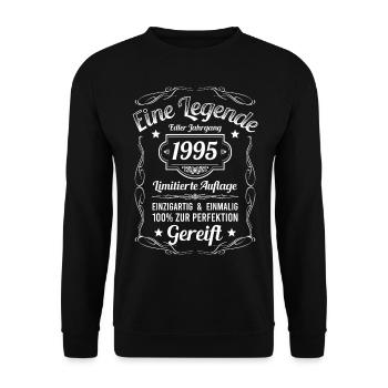 Geburtsjahr 1995 Vintage Geburtstag Legende 1995 - Unisex Pullover - Schwarz - Vorne - Alina (178cm) & Michal (187cm)