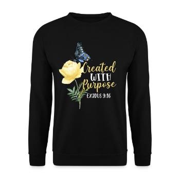 Christian Bible Verse Butterfly - Unisex Pullover - Schwarz - Vorne - Alina (178cm) & Michal (187cm)