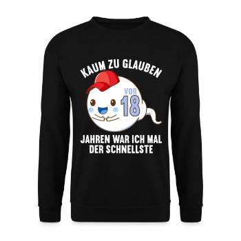 18 Jahre vor 18 Jahren schnellste 18. Geburtstag - Unisex Pullover - Schwarz - Vorne - Alina (178cm) & Michal (187cm)