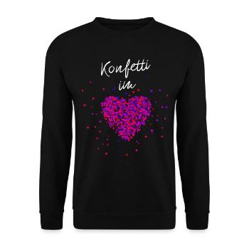 Konfetti im Herzen Fasching Karneval Konfetti - Unisex Pullover - Schwarz - Vorne - Alina (178cm) & Michal (187cm)