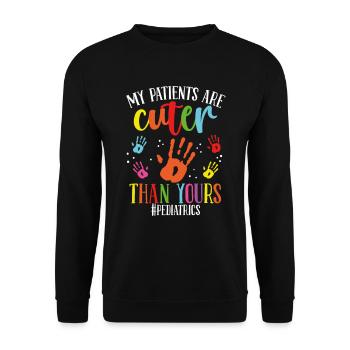 Pediatric Nurse My Patients are Cute PEDS Nurse - Unisex Pullover - Schwarz - Vorne - Alina (178cm) & Michal (187cm)