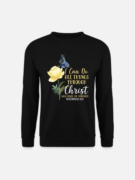 Christian Bible Verse Butterfly - Unisex Pullover - Schwarz