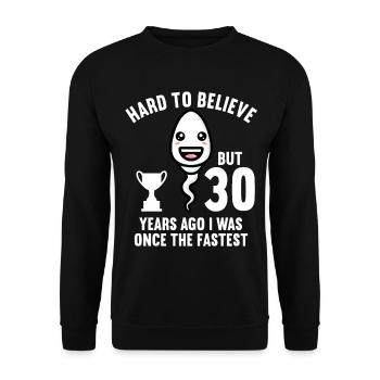 30 Jahre vor 30 Jahren schnellste 30. Geburtstag - Unisex Pullover - Schwarz - Vorne - Alina (178cm) & Michal (187cm)