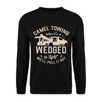 Camel Towing for a Tow Trucker - Unisex Sweatshirt - black - Front - Alina (178cm) & Michal (187cm)