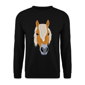 Haflinger Head Riding Pony Gift - Unisex Sweatshirt - black - Front - Alina (178cm) & Michal (187cm)