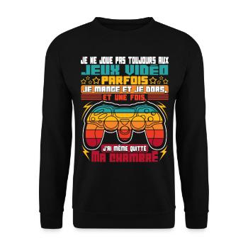 Gamer Drôle Jeux Vidéo Gaming - Sweat-shirt Unisexe - noir - Devant - Alina (178cm) & Michal (187cm)