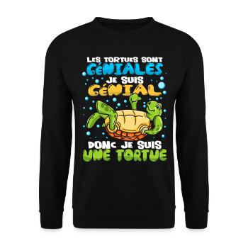 Tortues Je Suis Une Tortue - Sweat-shirt Unisexe - noir - Devant - Alina (178cm) & Michal (187cm)