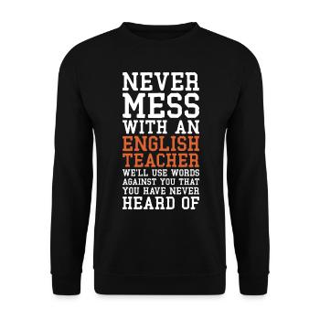 English Teacher School Lessons English Gift - Unisex Sweatshirt - black - Front - Alina (178cm) & Michal (187cm)