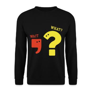 Comma Question Mark Grammar Nerd Teacher Gift - Unisex Sweatshirt - black - Front - Alina (178cm) & Michal (187cm)