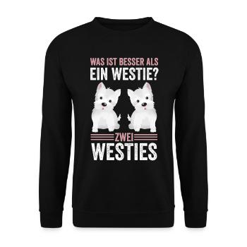 Zwei Westie White Terrier Hund Westie White Terri - Unisex Pullover - Schwarz - Vorne - Alina (178cm) & Michal (187cm)